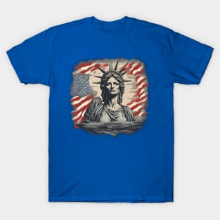 Statue of Liberty Face with the USA Flag T-Shirt